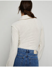 Women | Long Sleeve Polo Geo Knit Bodysuit | French Vanilla