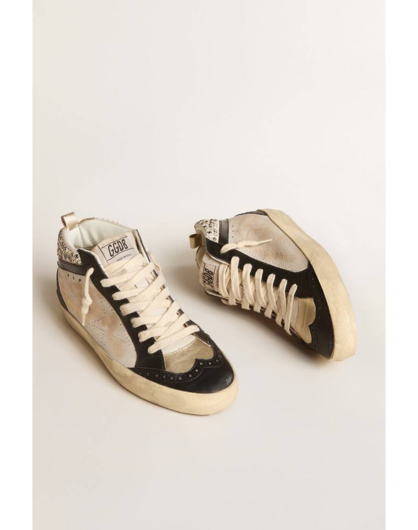 Women | Mid Star Ltd & Leather with Pearls & Perforated Star | White x Black x Platinum (V2)