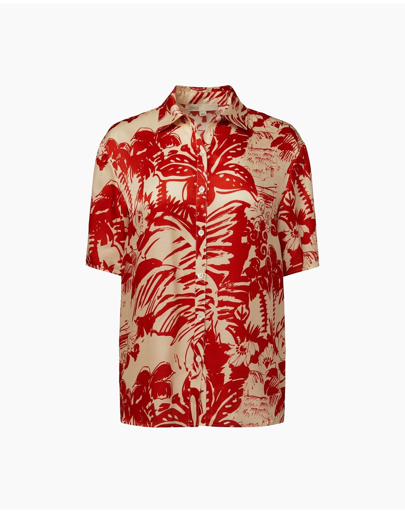 Women | Oversized Short Sleeve Button Up Shirt | Poinciana Cream