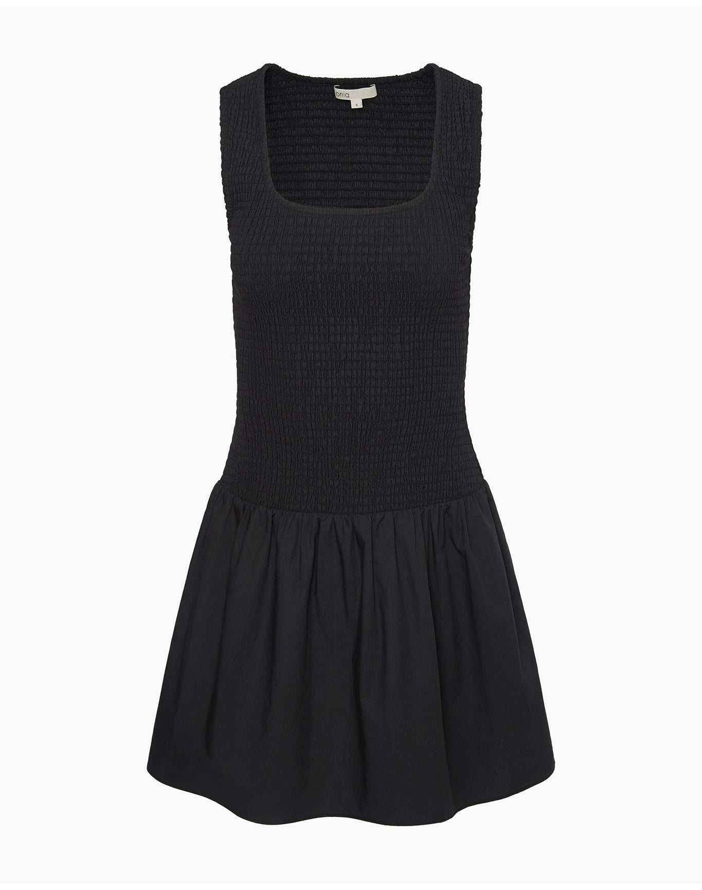 Women | Poplin Smocked Mini Dress | Black