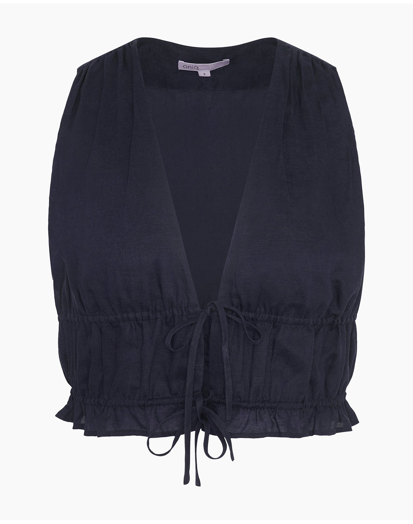 Women | Tie Front Top | Deep Navy