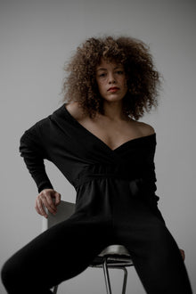Wrap Neck Jumpsuit | Black