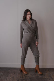 Wrap Neck Jumpsuit | Grey Heather