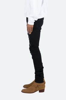 X165 Paisley Skinny Denim | Black/Black