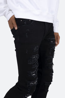 X165 Paisley Skinny Denim | Black/Black