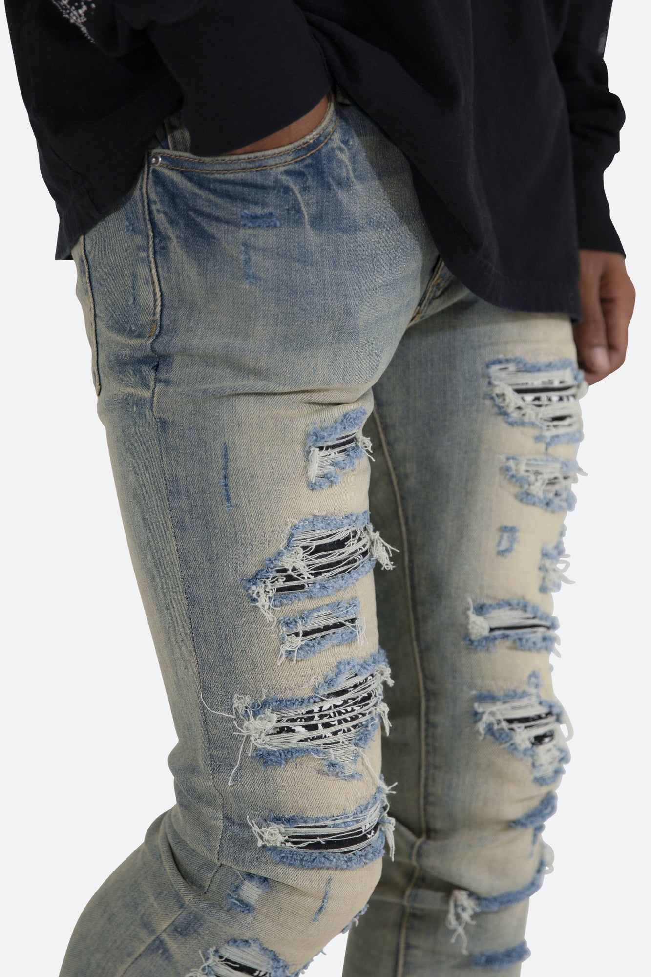 X165 Paisley Skinny Denim | Blue/Black