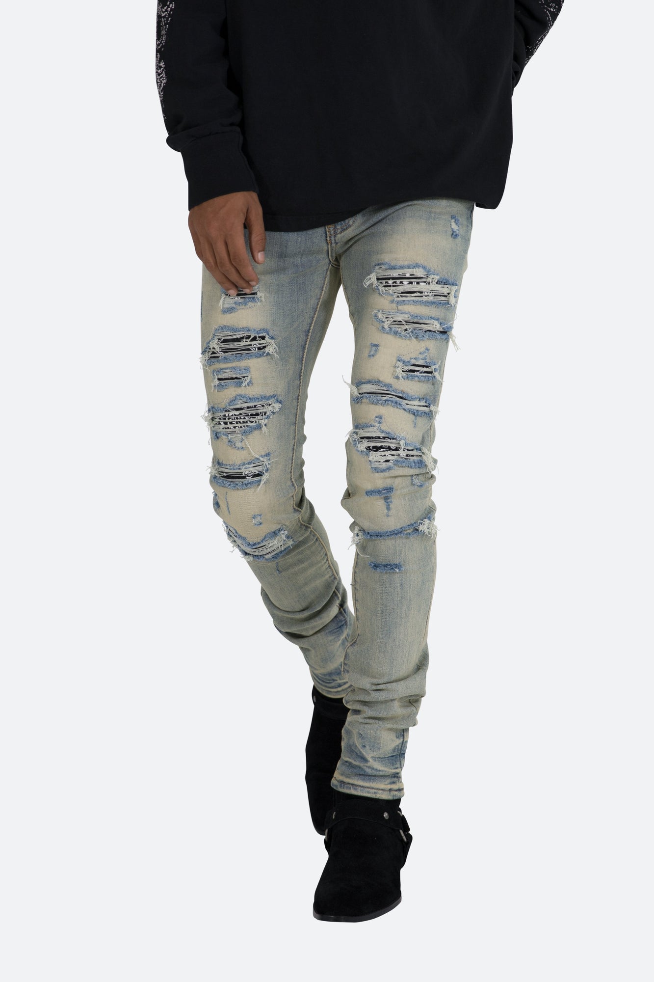 X165 Paisley Skinny Denim | Blue/Black