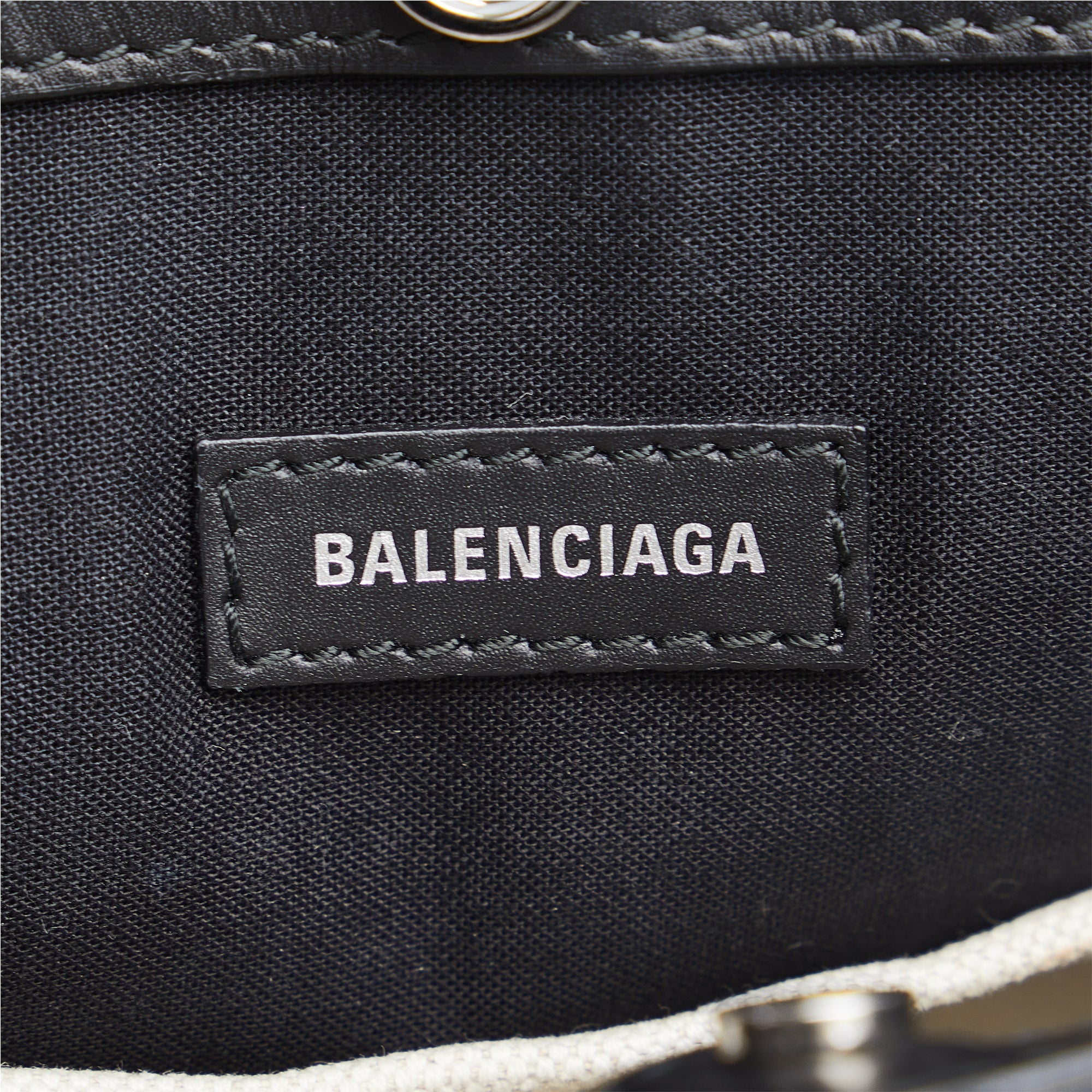 Balenciaga | Pre-Owned All Over Logo Navy Pochette S | WhiteBlack