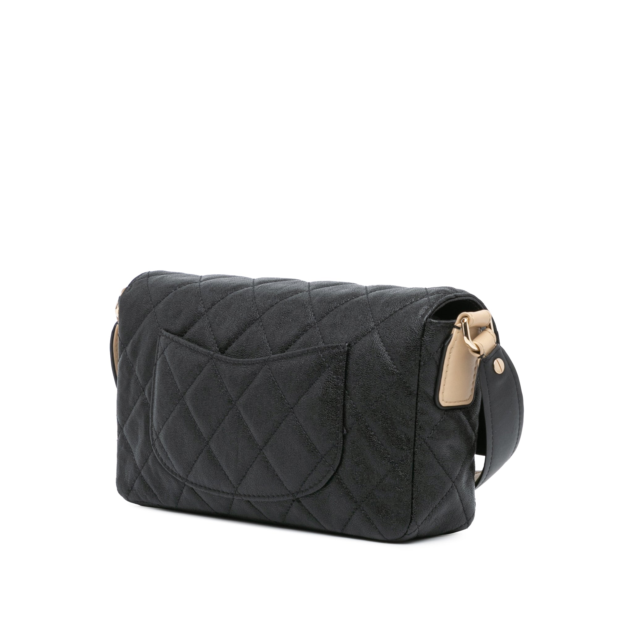 Chanel | Pre-Owned CC Bicolor Quilted Caviar Single Flap | Black