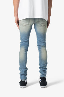 X651 Distressed Circle Knee Denim | Blue