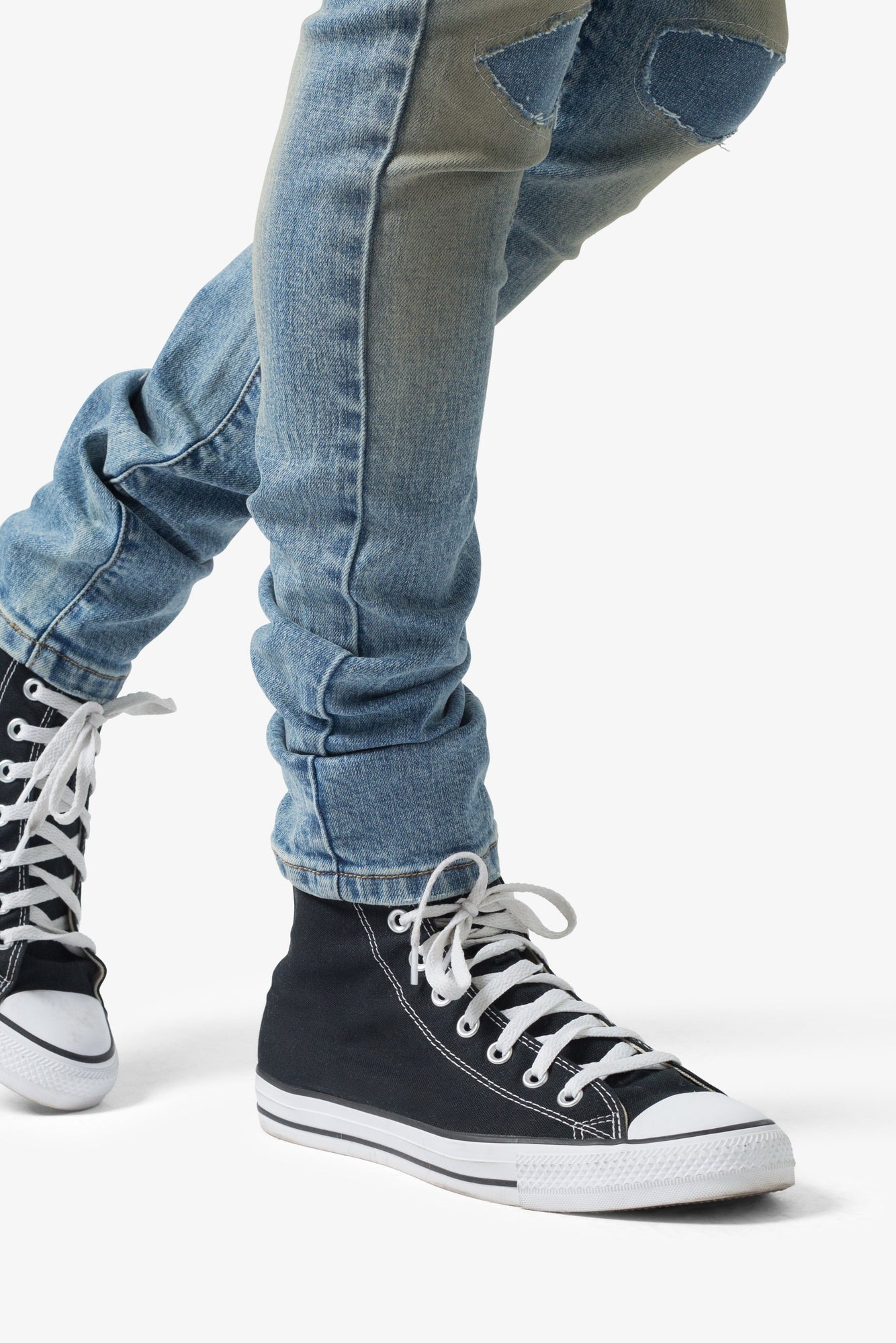 X651 Distressed Circle Knee Denim | Blue