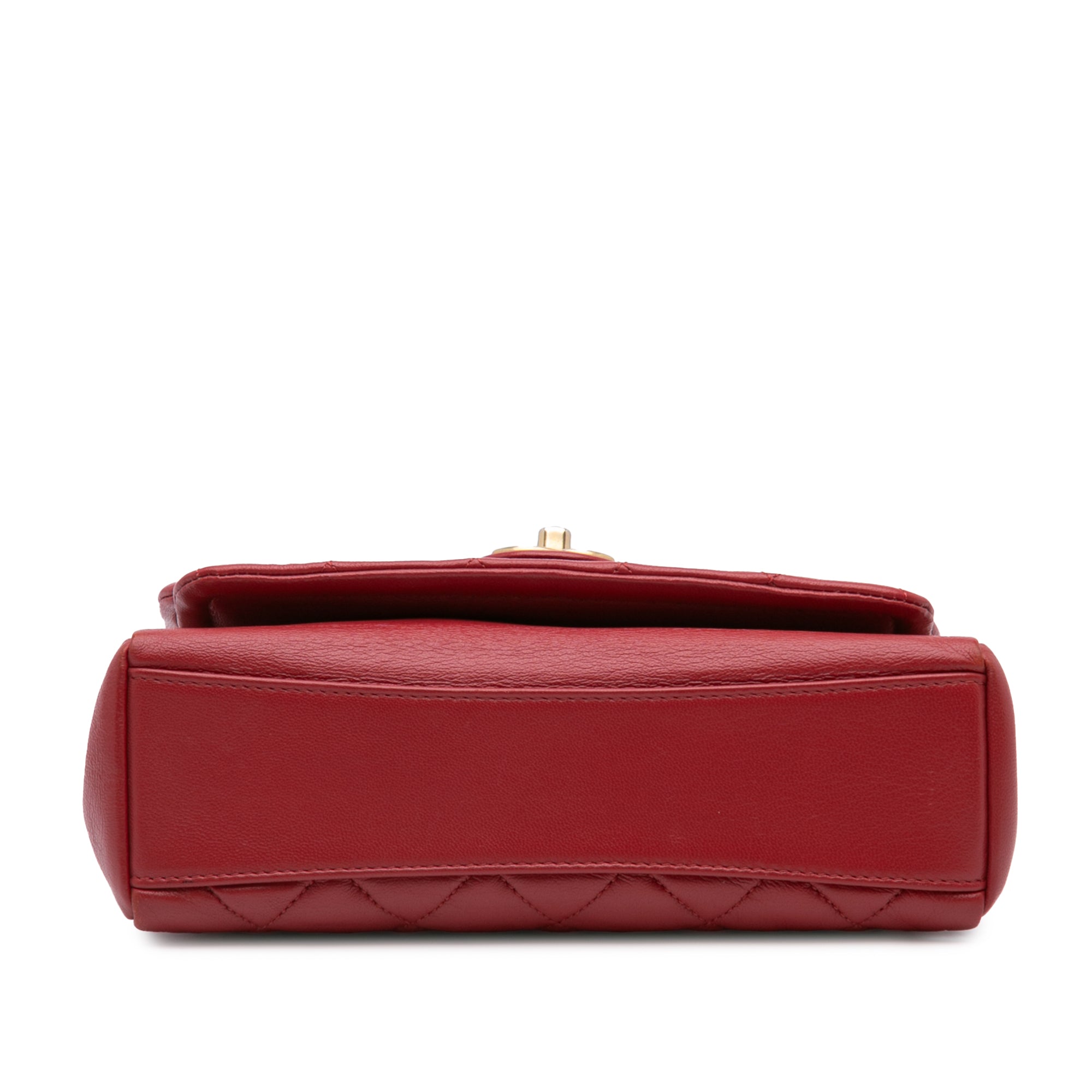 Chanel | Pre-Owned Small Quilted Lambskin Chain Link Flap | Red