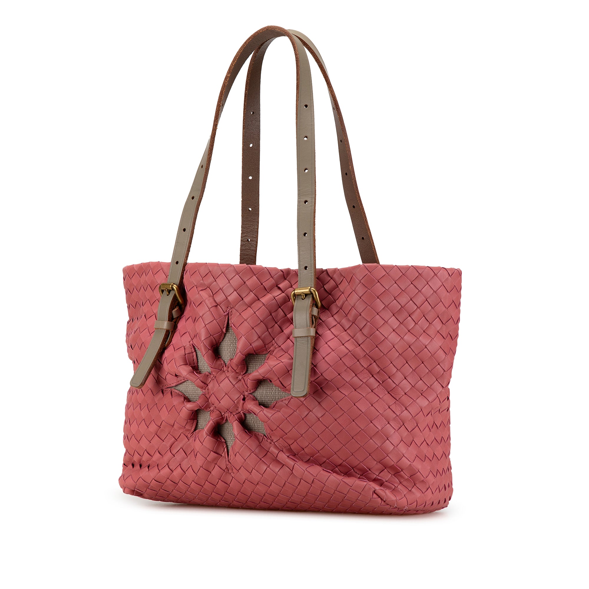 Bottega Veneta | Pre-Owned Intrecciato Marquise Flower Tote | Pink