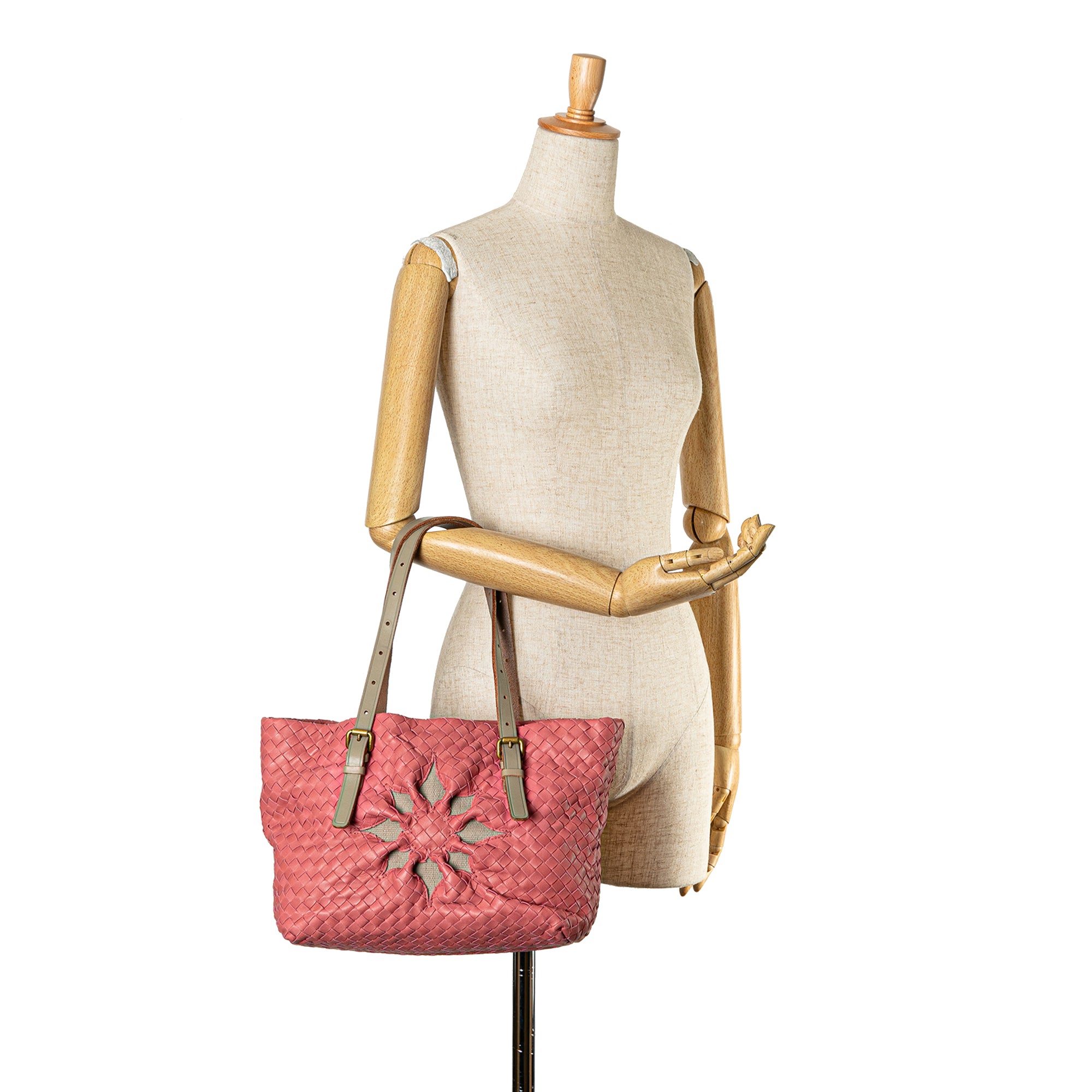 Bottega Veneta | Pre-Owned Intrecciato Marquise Flower Tote | Pink