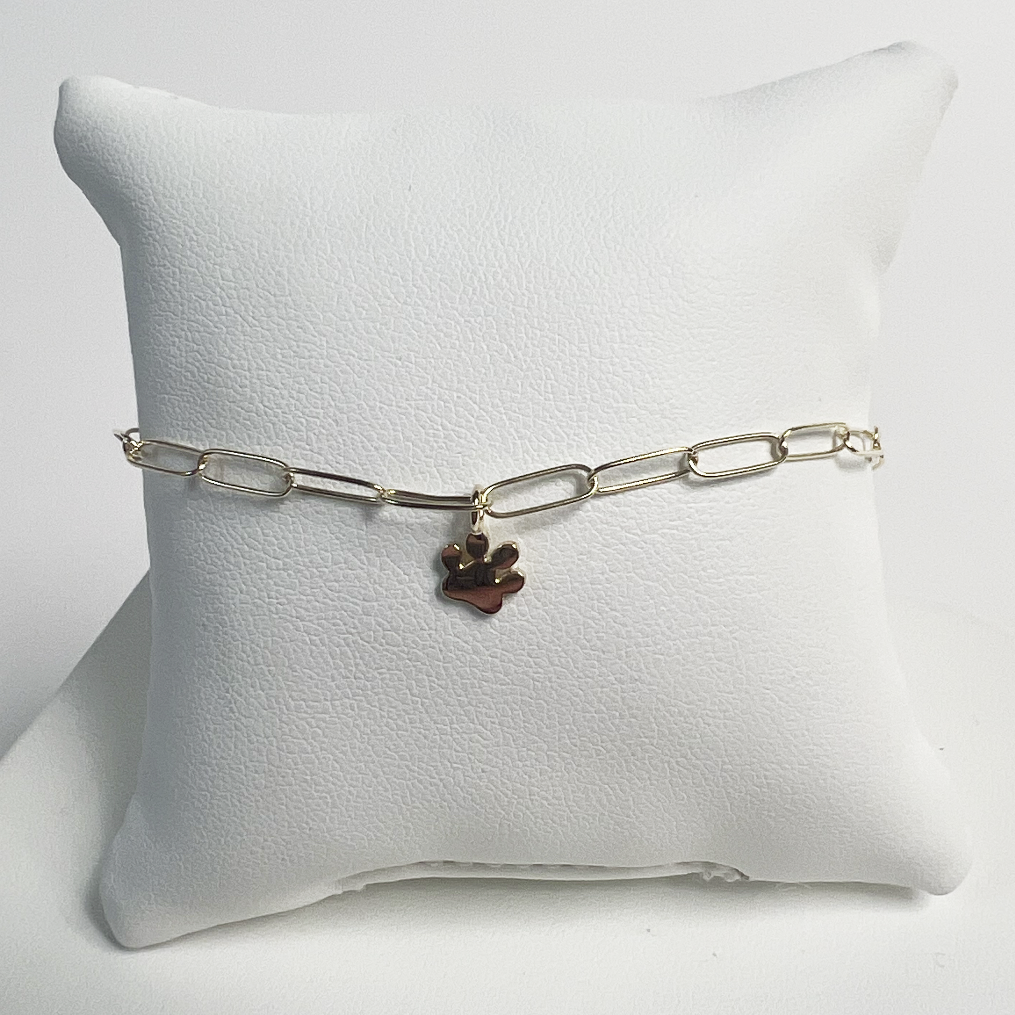 Pawprint Paperclip Bracelet | 10K Yellow Gold