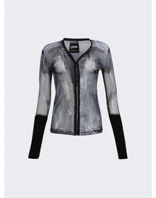 Y/Project | Women | Jean Paul Gaultier Trompe-l'oeil Denim Sheer Hook Eye Top | Black x White