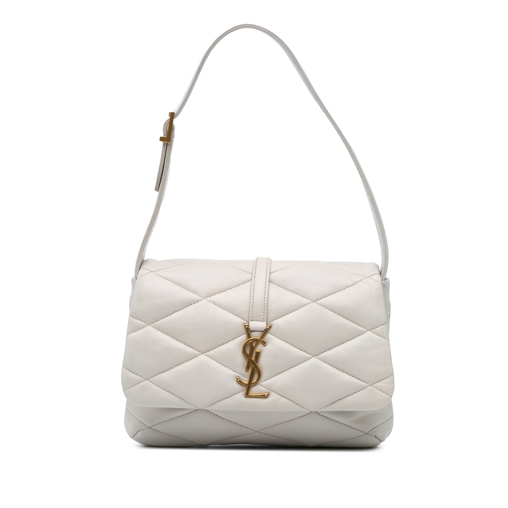 Saint Laurent | Pre-Owned Quilted Lambskin Le 57 Shoulder Bag | White