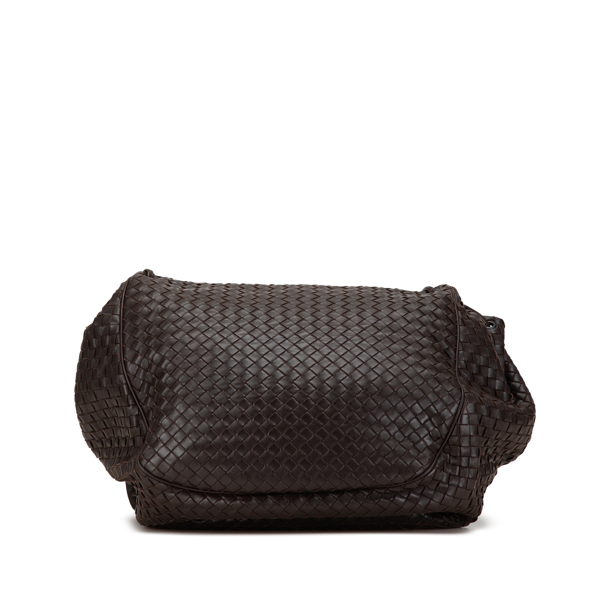 Bottega Veneta | Pre-Owned Intrecciato Flap Crossbody | Brown