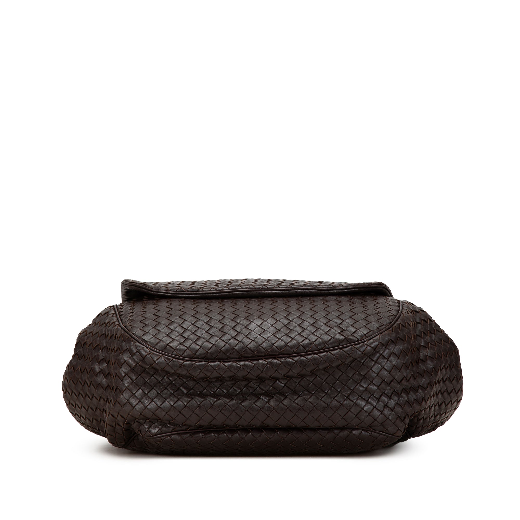 Bottega Veneta | Pre-Owned Intrecciato Flap Crossbody | Brown