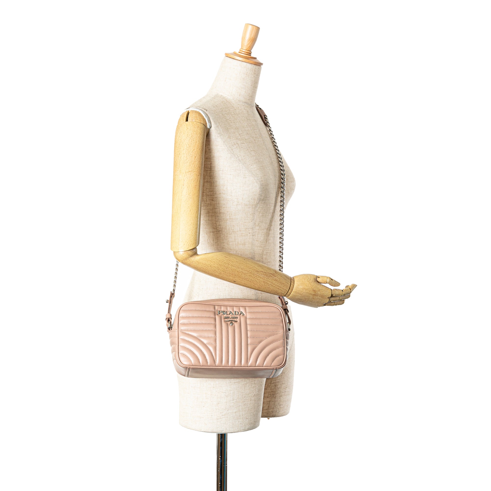Prada | Pre-Owned Soft Calf Diagramme Crossbody | Brown