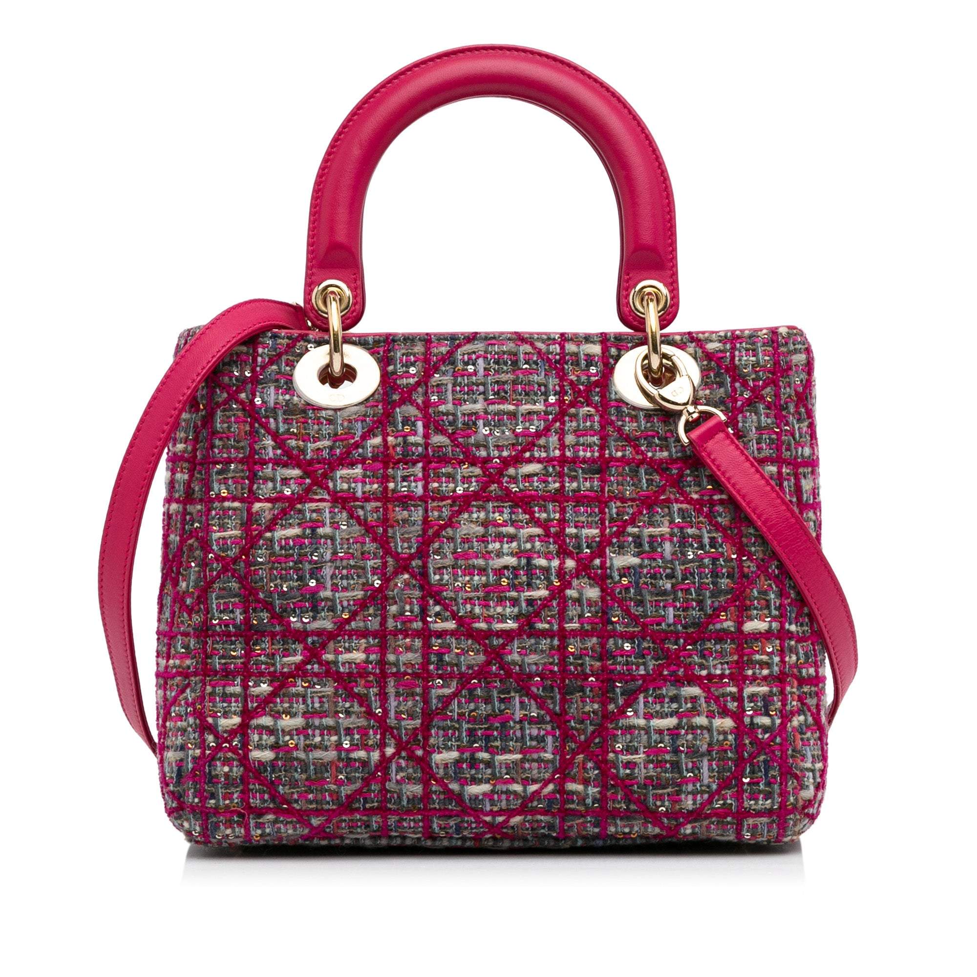 Dior | Pre-Owned Medium Tweed Macrocannage Lady | Pink/Dark Pink