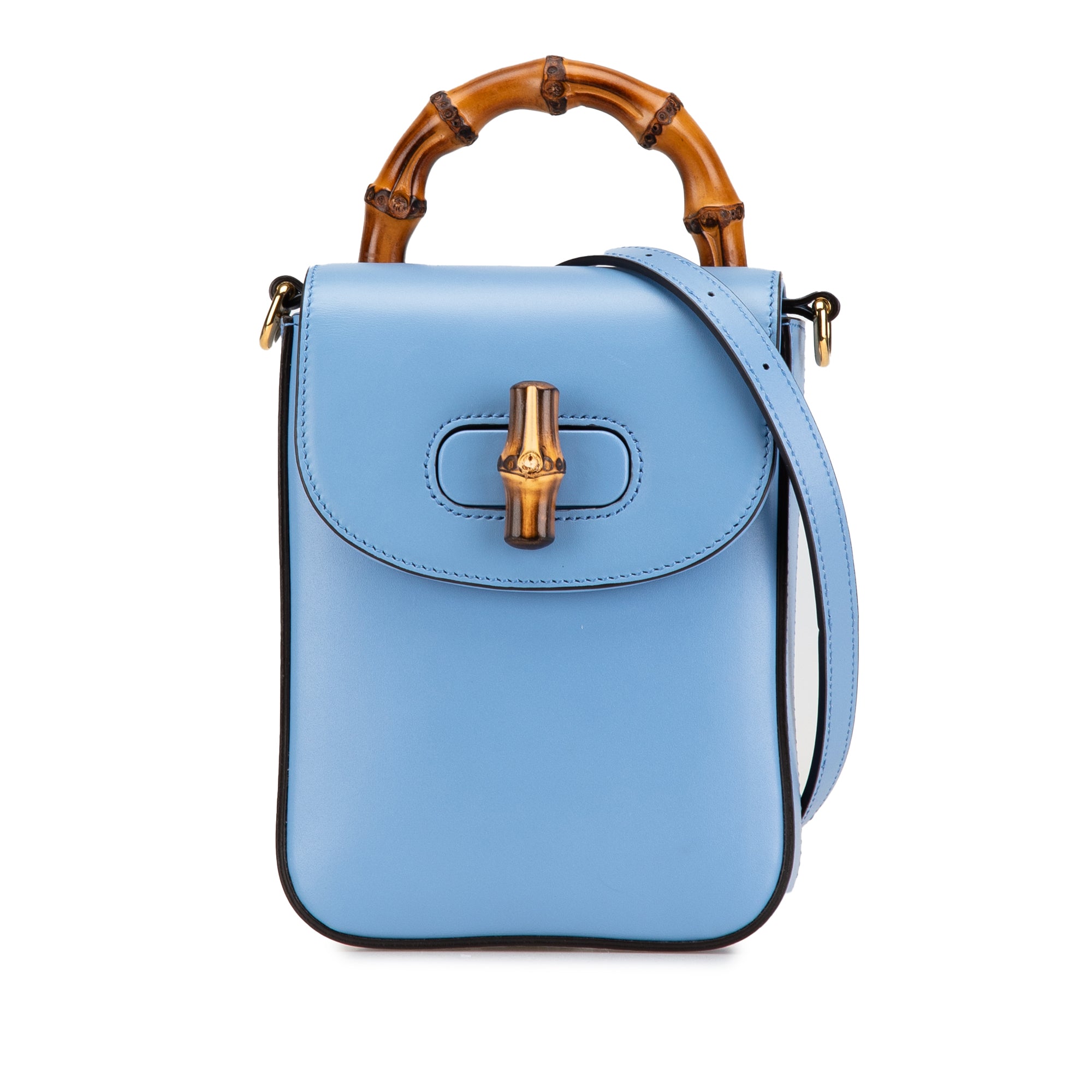 Gucci | Pre-Owned Calfskin Bamboo Top Handle Bag | Blue