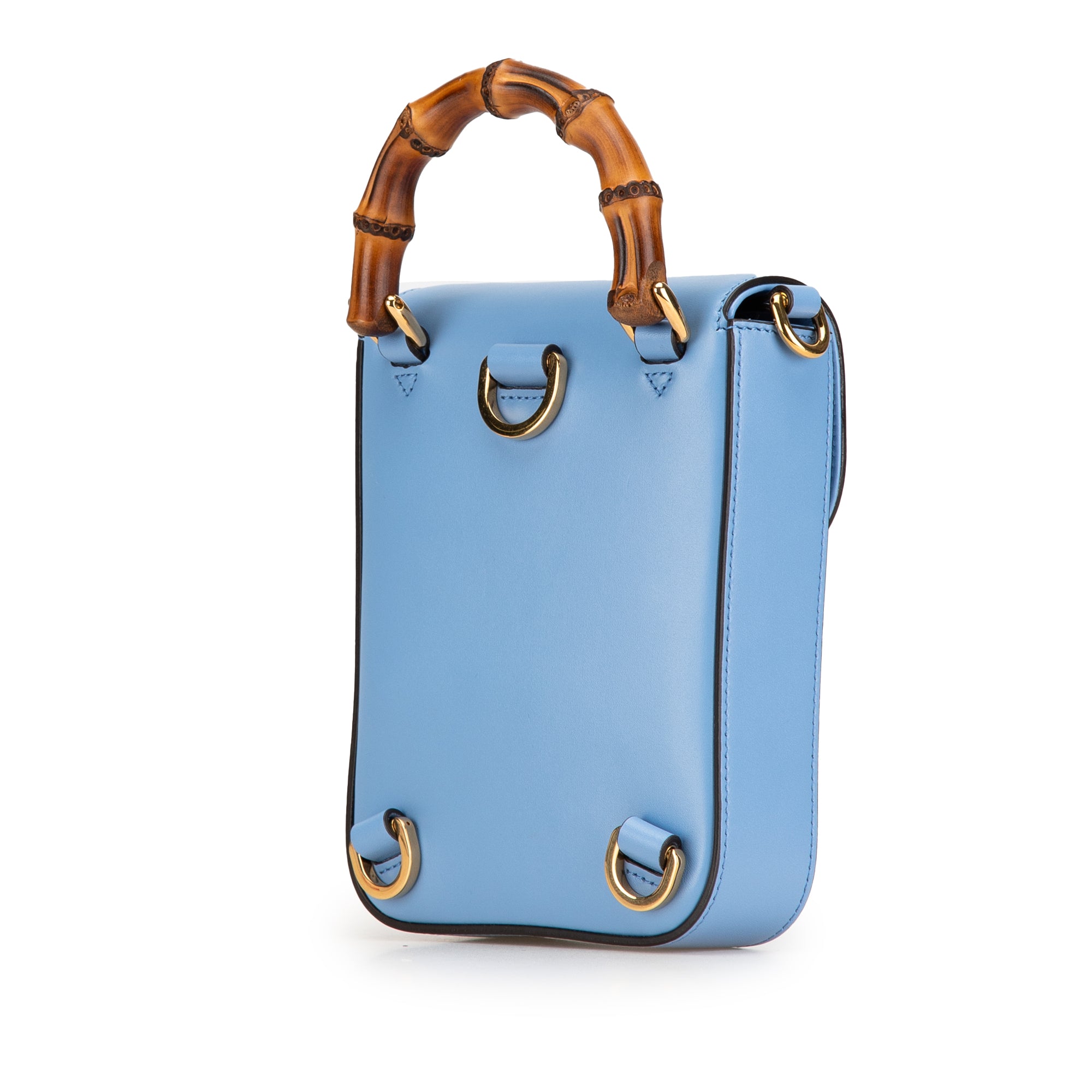 Gucci | Pre-Owned Calfskin Bamboo Top Handle Bag | Blue