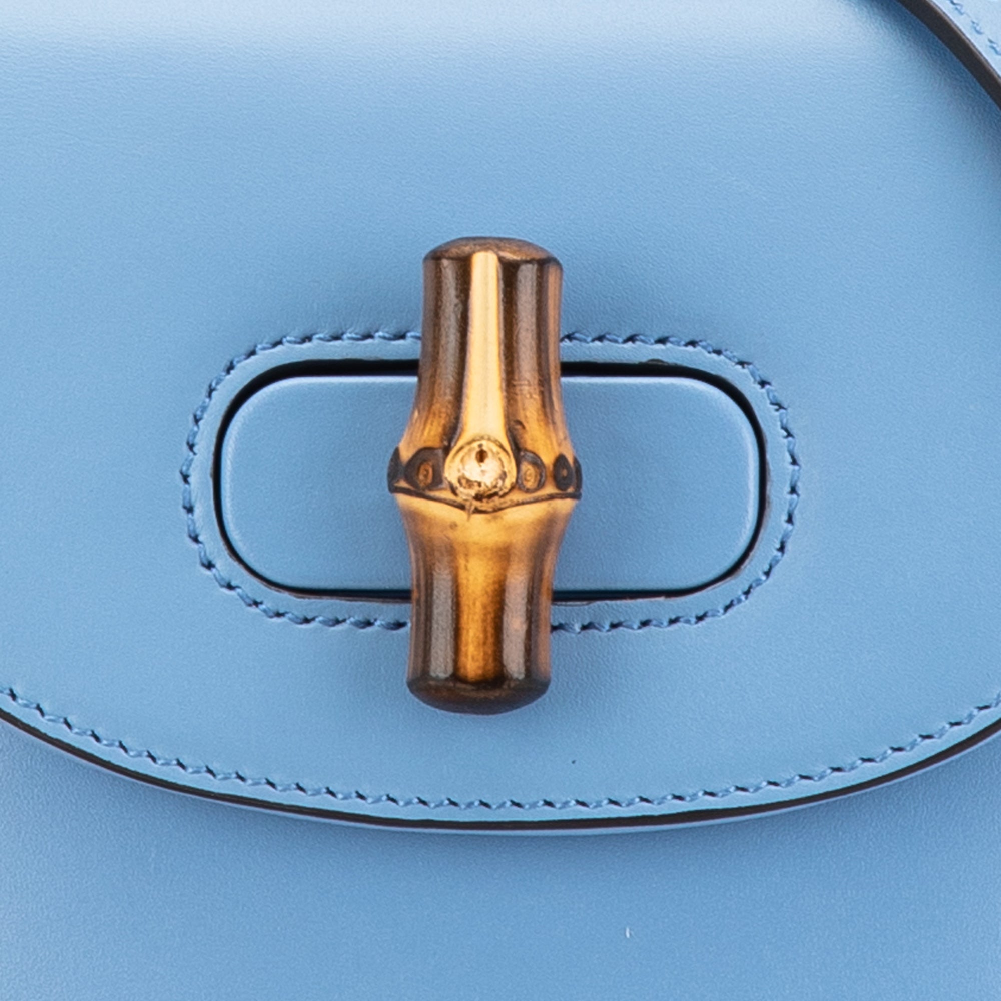 Gucci | Pre-Owned Calfskin Bamboo Top Handle Bag | Blue