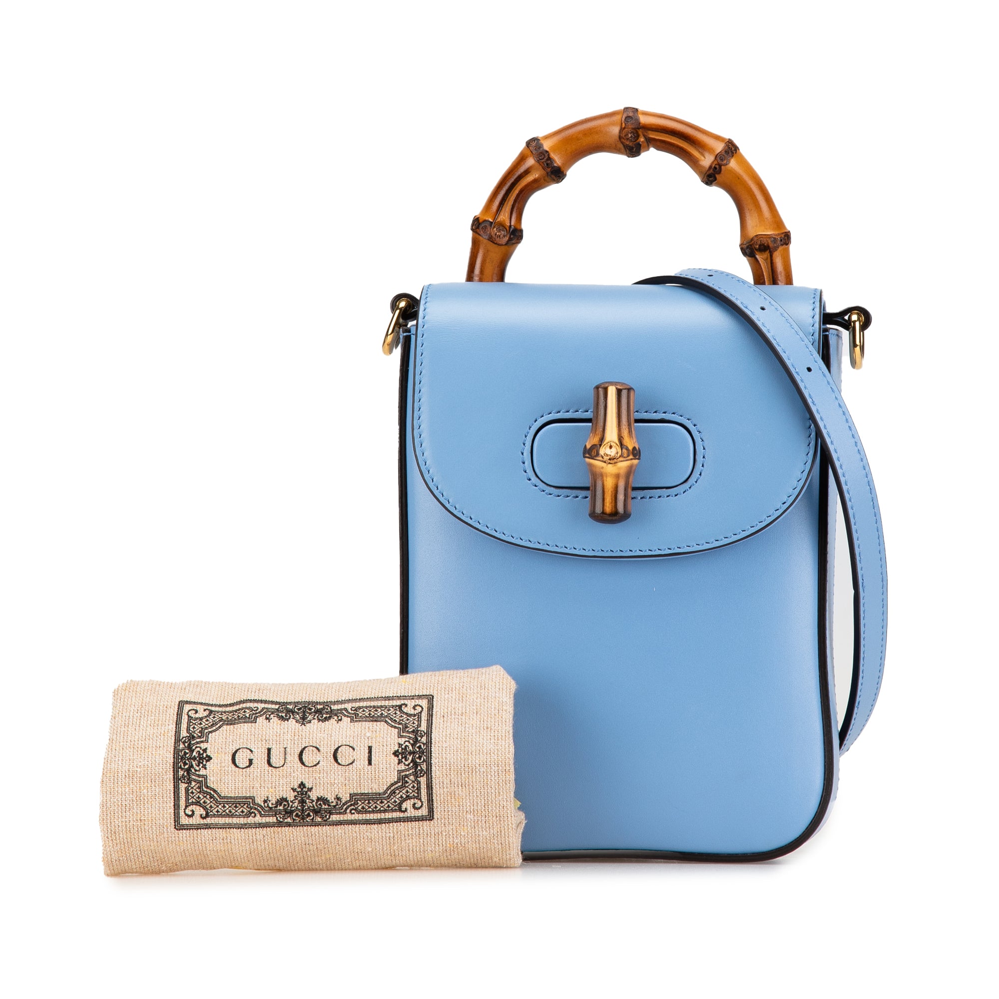 Gucci | Pre-Owned Calfskin Bamboo Top Handle Bag | Blue