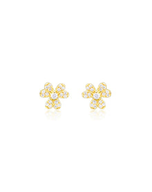 Yellow Gold Clover Diamond Studs | 14K Yellow Gold