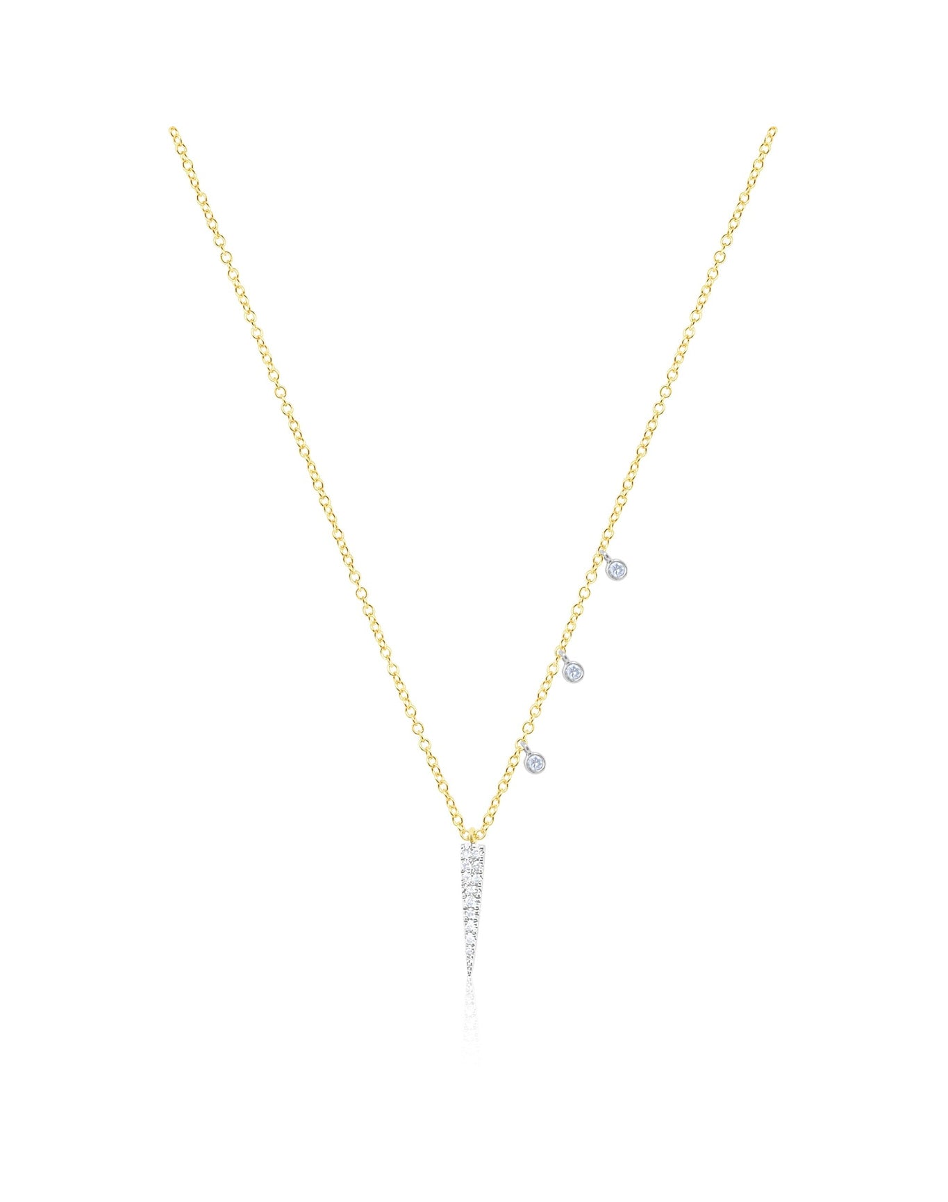 Yellow Gold Dagger with Three Bezels | 14K Two Tone Gold