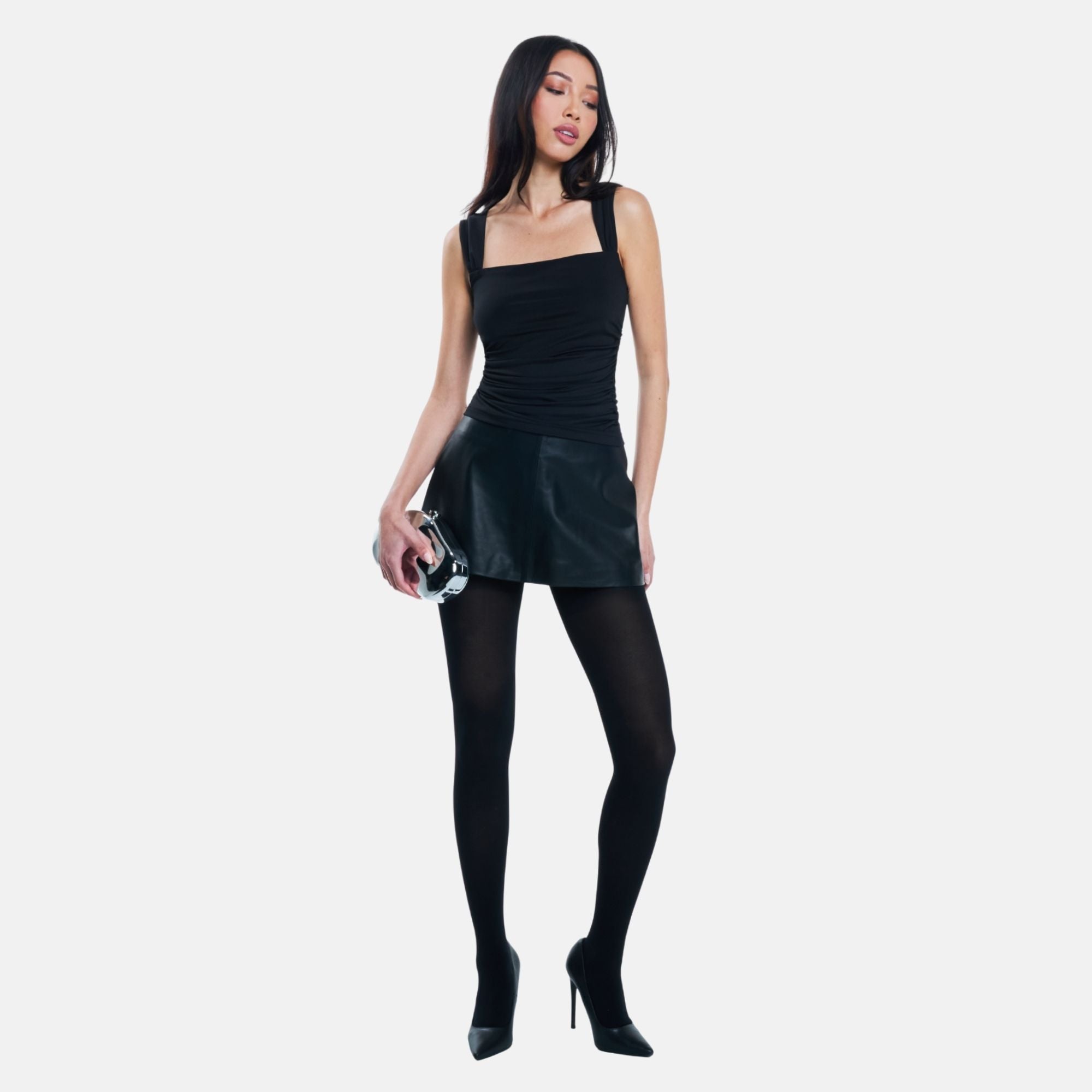 OW Collection ZOEY Draped Top Top 121 - Black