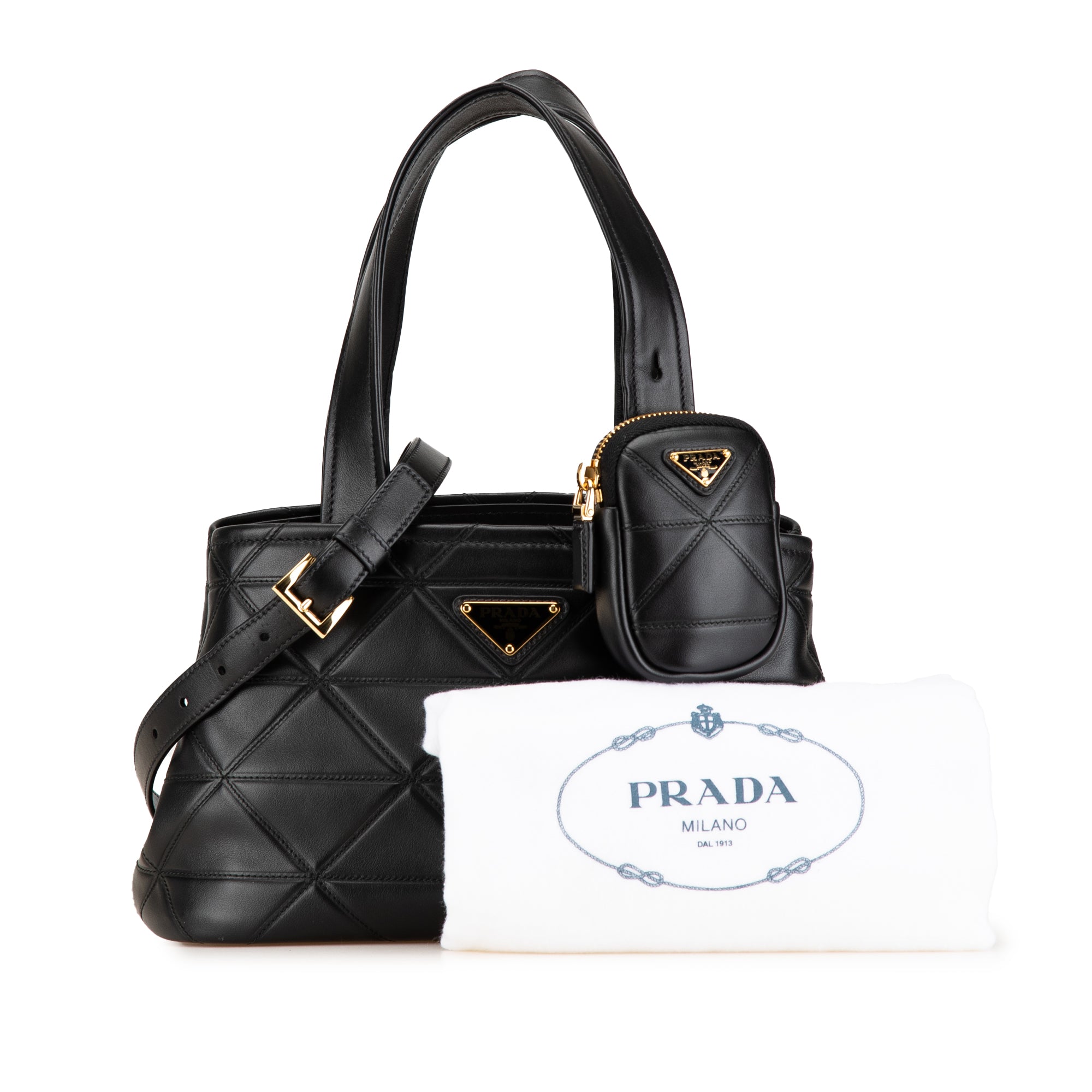 Prada | Pre-Owned Small Quilted Lambskin Satchel | Black