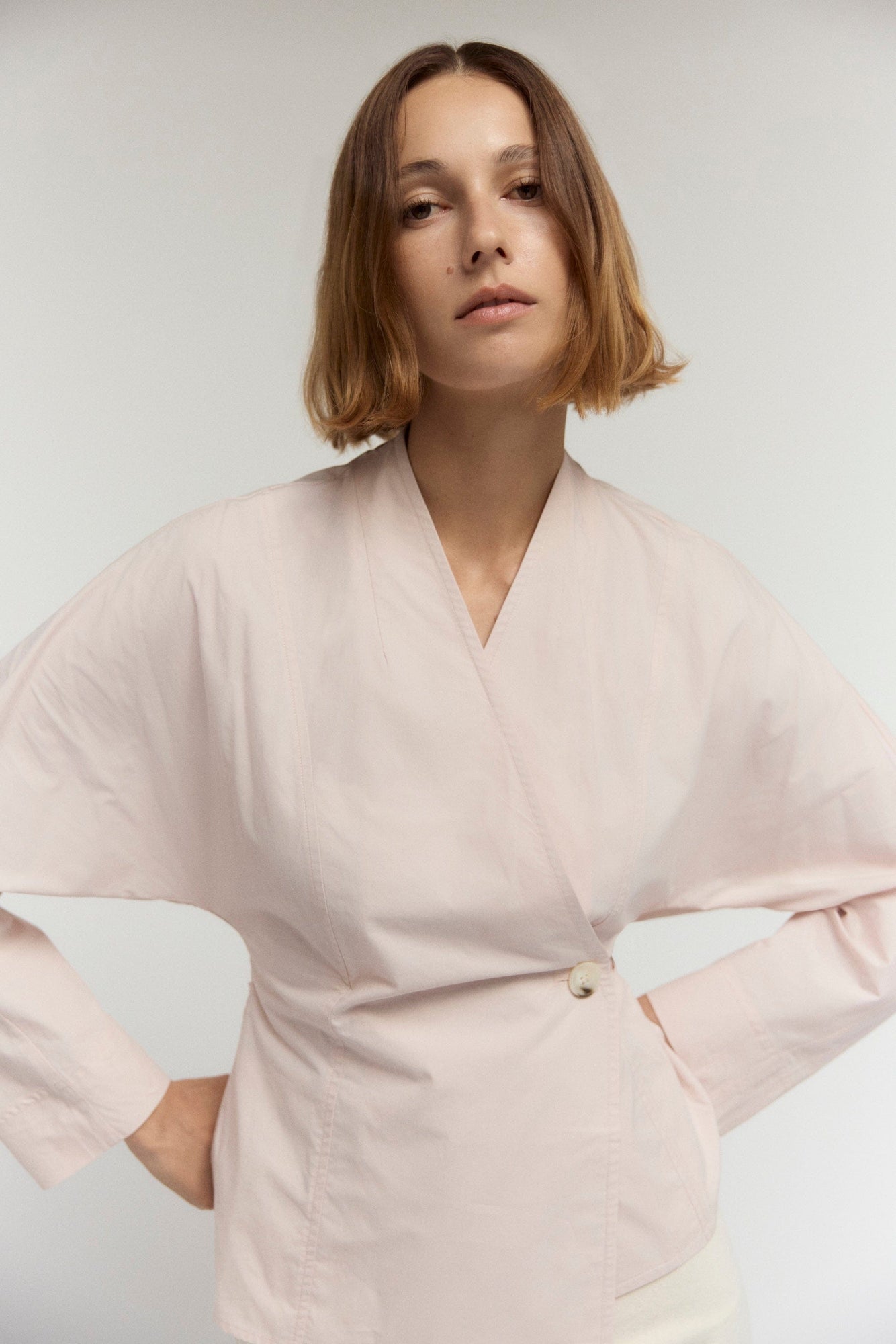 Mali | Zainab Sculpted Cotton Wrap Blouse in Size Small
