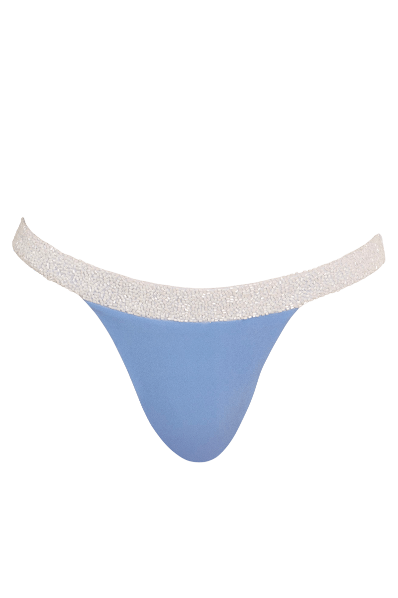 Zenya Hand - Beaded Embellished Bikini Bottom - White/Blue - Self - Adore