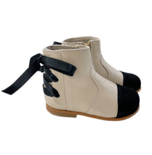 Zoe Beige and Black Leather Boots