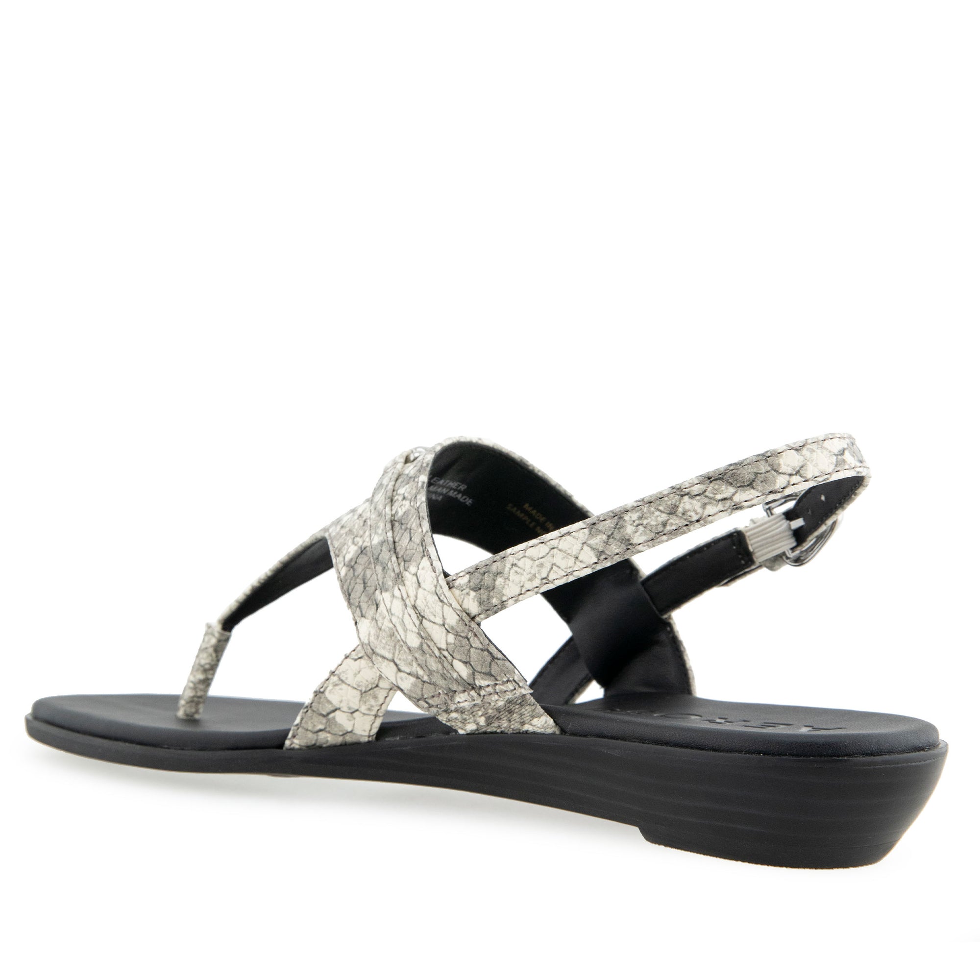 Gemal Sandal Flat | Roccia Embossed Snake Print Leather