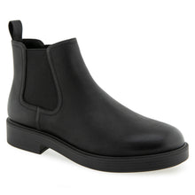 Poshan Bootie Low Block Heel | Black Burnished Faux Calf/Elastic