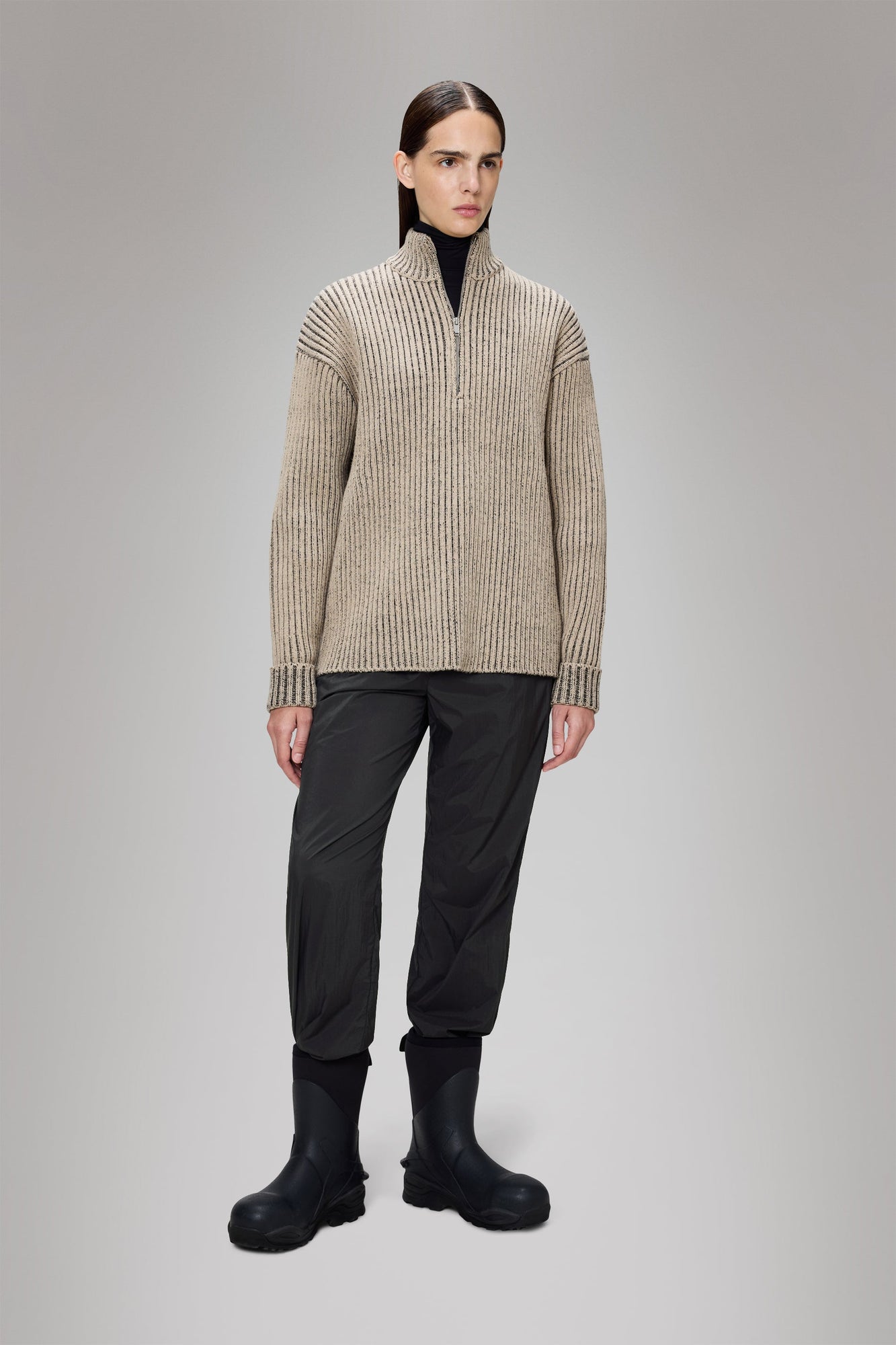 Unisex | Sapa Half Zip Knit | Beige/Black