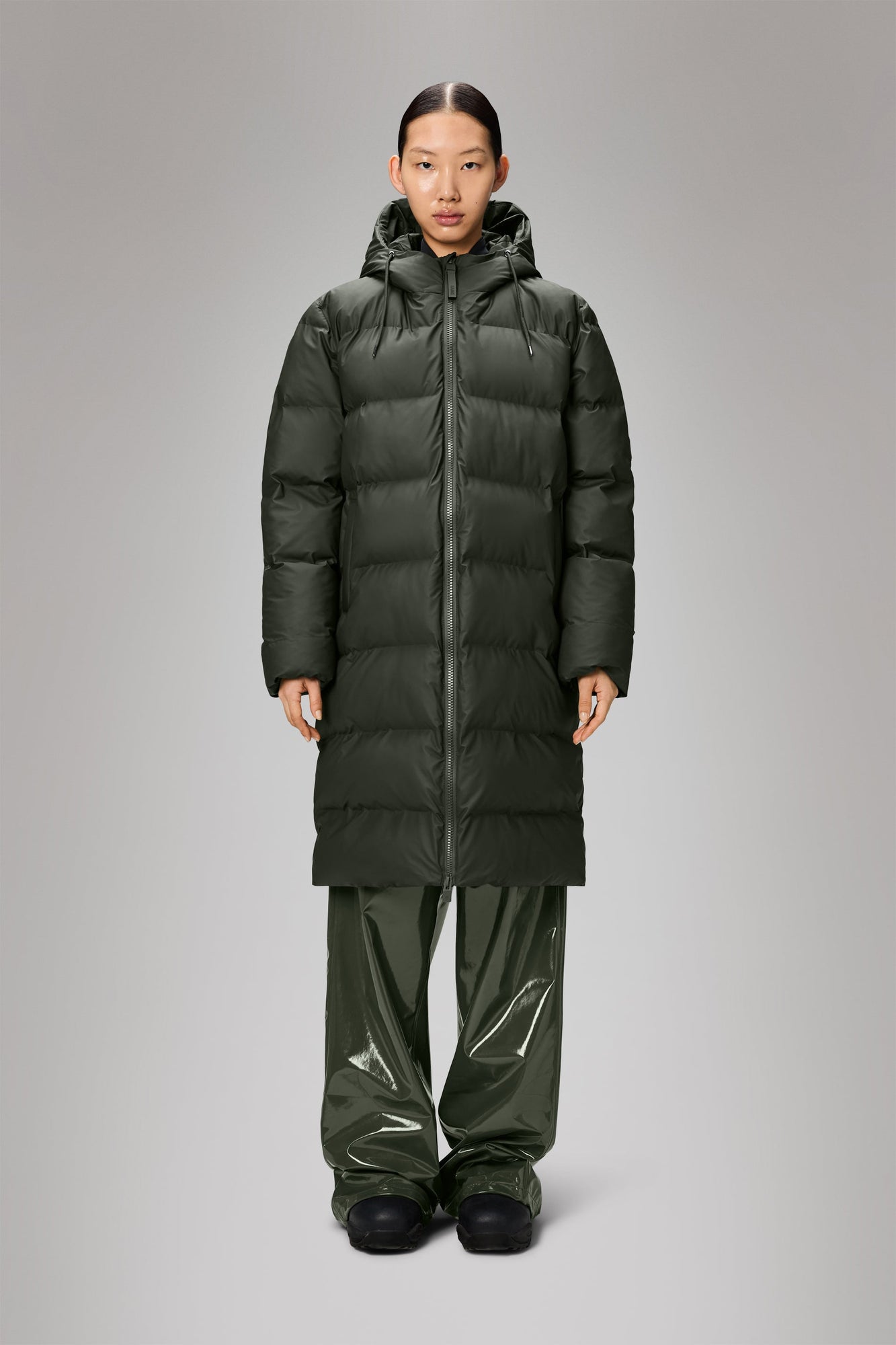 Rains Alta Longer Puffer Jacket Green Jacket