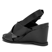 Dayonara Sandal Wedge | Black Faux Calf