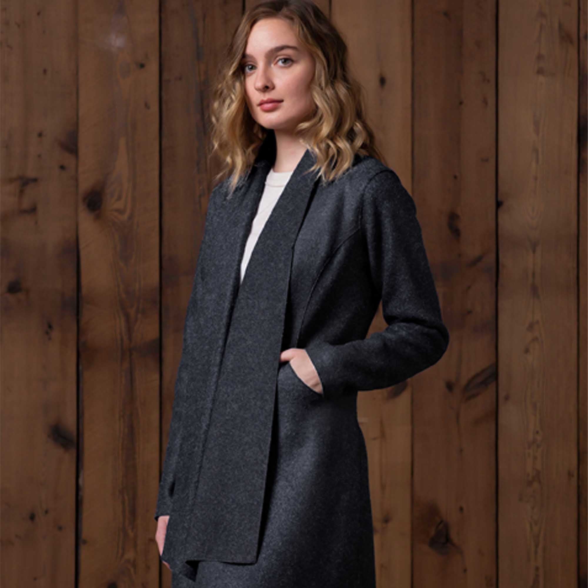 Women | Swing Coat | Navy Melange