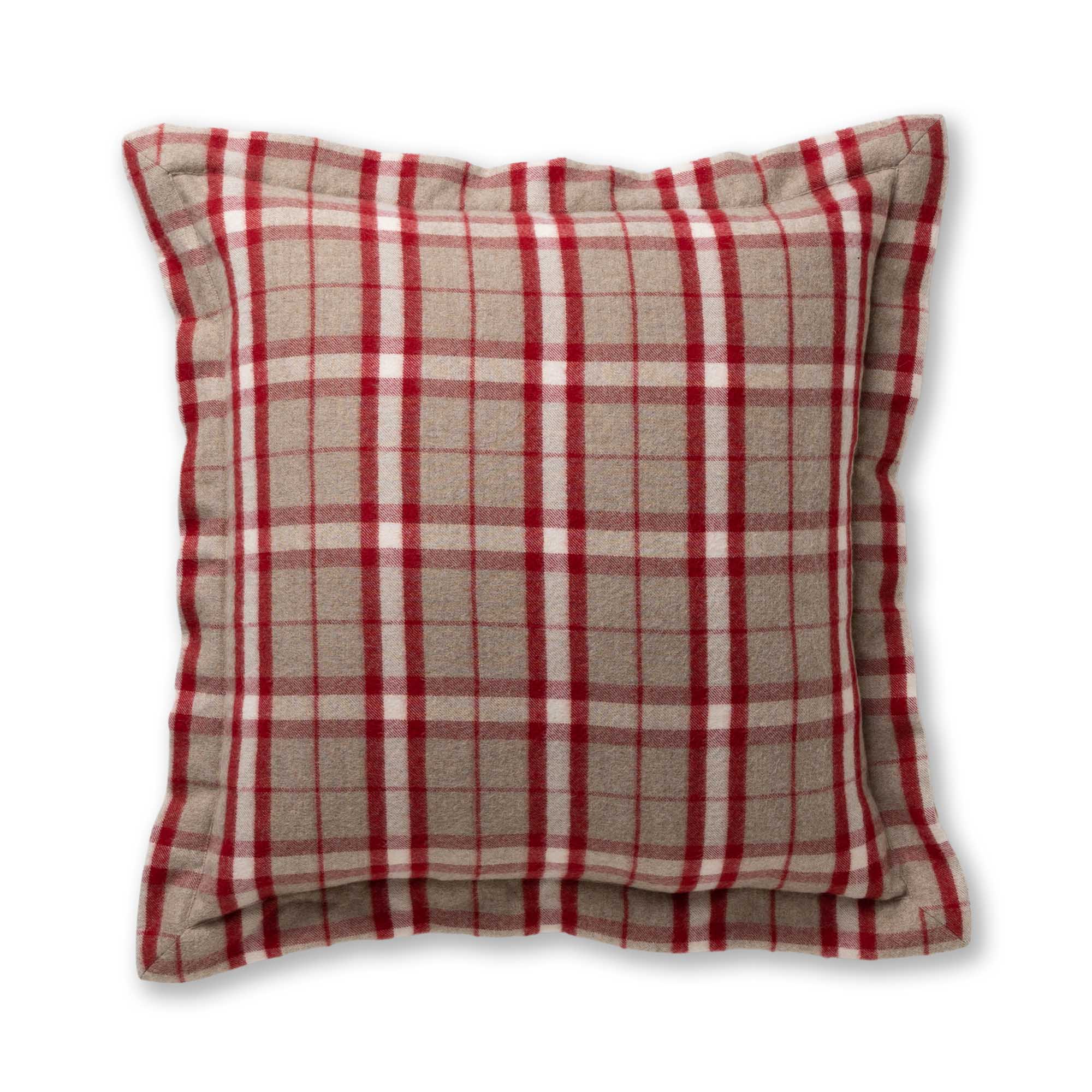 Aberdeen Euro Pillow | Light Taupe / Scarlet
