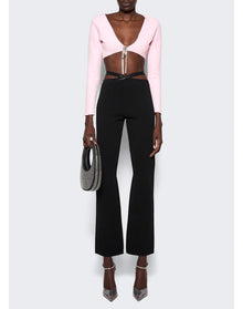 Alexander Wang | Women | V-neck Cropped Cardigan With Crystal Tie | Neon Light Pink