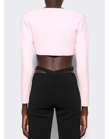 Alexander Wang | Women | V-neck Cropped Cardigan With Crystal Tie | Neon Light Pink