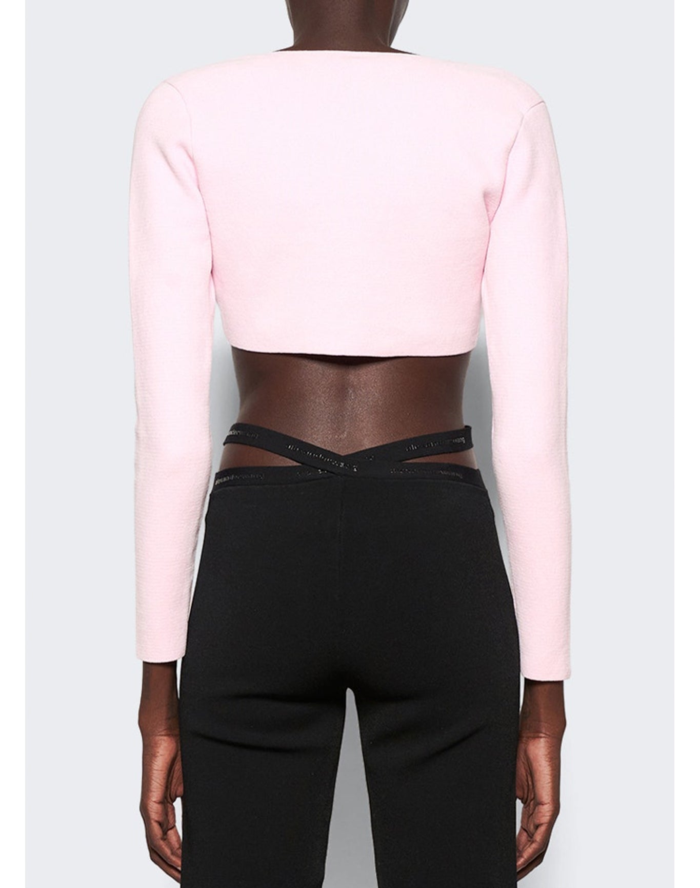 Alexander Wang | Women | V-neck Cropped Cardigan With Crystal Tie | Neon Light Pink