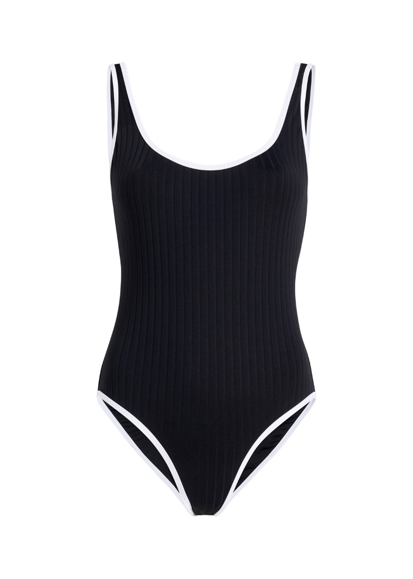 Womens | Anne-Marie Ribbed One Piece | Noir/Optic White