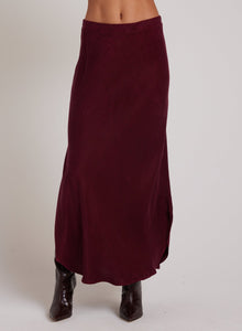Asymmetric Side Slit Bias Skirt | Deep Plum
