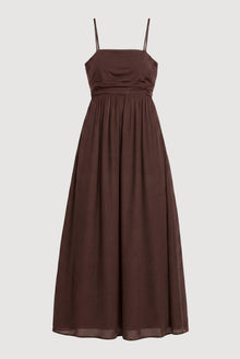Arya | Aurora Ruched Organic Cotton Maxi Dress in Size Small - Flat