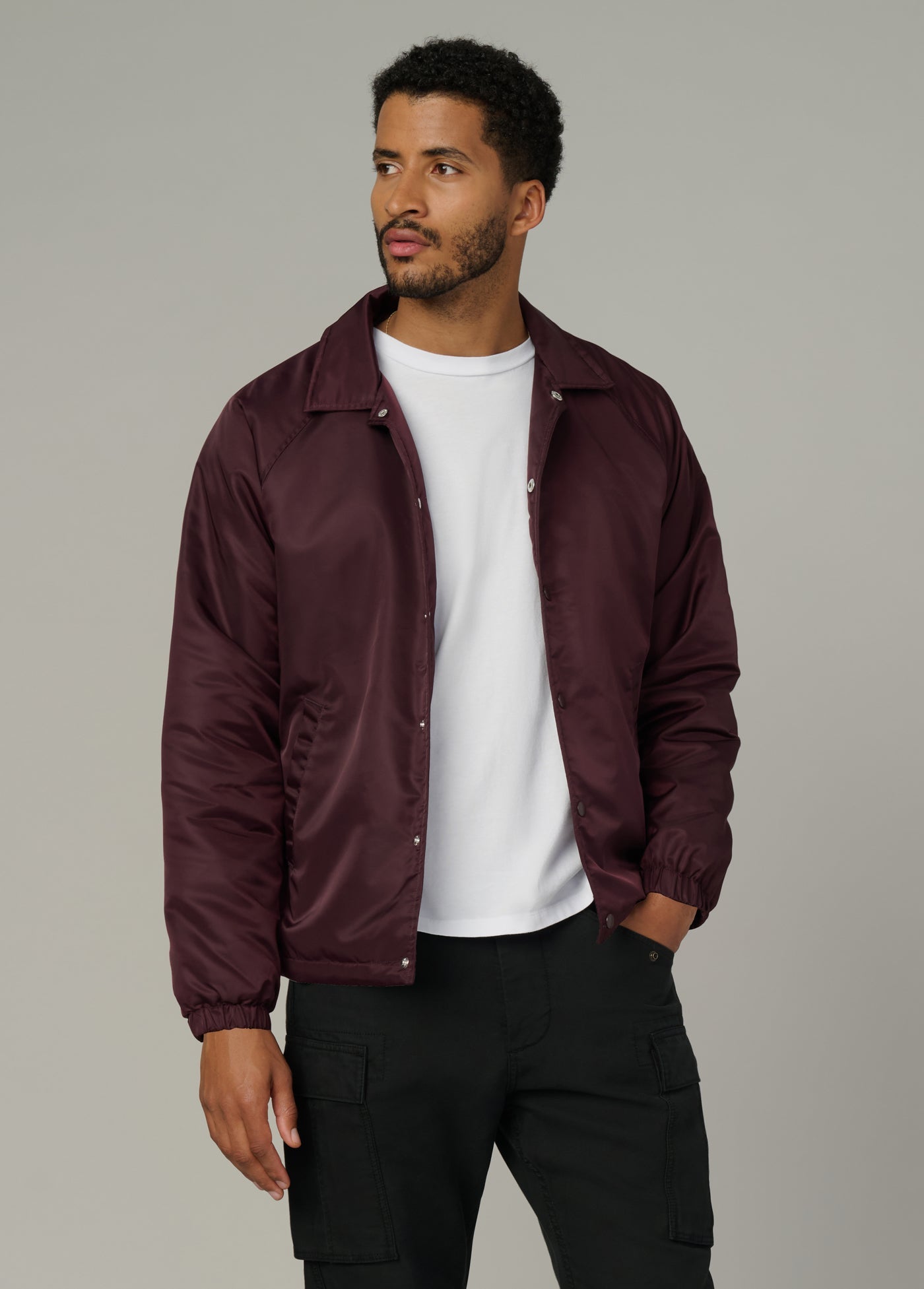 Satine Coach Jacket in Wine – modern and refined addition to jackets for men.